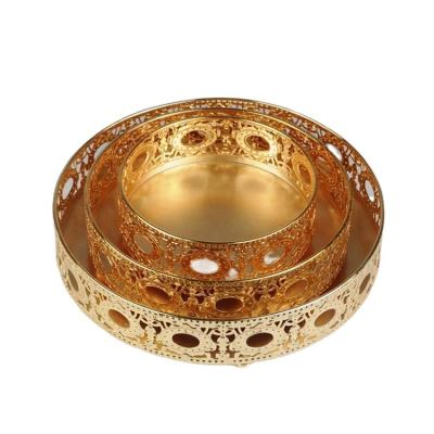 China Iron Luxury Gold Metal Tray Retro Craft Metal Tray Customization Professional Circular Metal Iron for sale