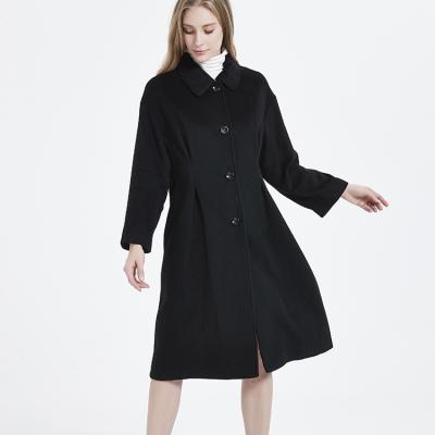 China Winter Feature Anti-Shrink Woolen Overcoat Slim Fit Ruched Cashmere Wind Coat With Drop Shoulder for sale