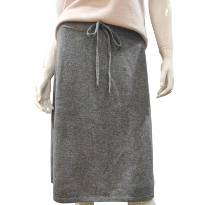 China Fashionable, comfortable and warm mid length breathable cashmere lace-up dark gray skirt for sale