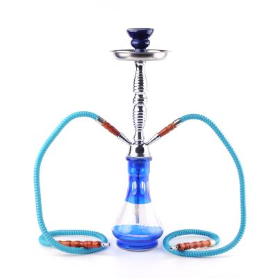 China Portable Colorful Clear Metal Shisha Hookah Sheesha Pipes Glass Pipes 2 Pipes Huka Handmade Hot Hookah Product for sale