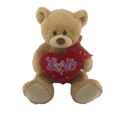 China Plush Toy 14 Inch Teddy Bear Stuffed Plush Toy Holding Soft Love Heart Gift For Valentine Day for sale