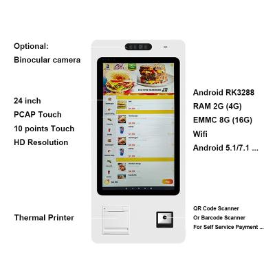 China Easy Operation Friendly Interface 24 Inch Self Ordering Kiosks With Software In Restaurant for sale