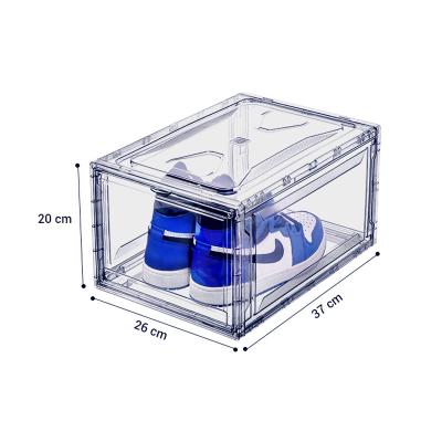 China XingYou Home Viable Transparent Black Magnetic Shoe Boxes Clear Plastic Stackable Shoe Box for sale