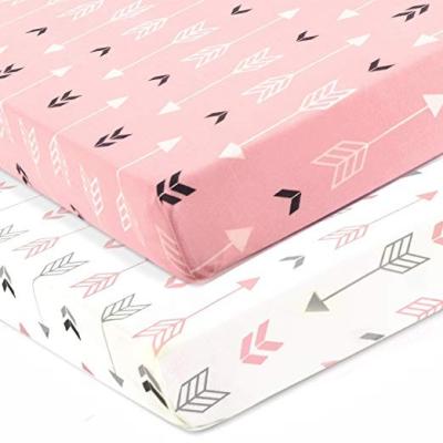 China Cute Stripe GOTS Certificate Organic Cotton Baby Crib Sheet and Baby Crib Bedding Set for sale