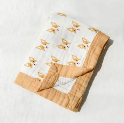 China Sustainable Customizable Brand Soft Wrap 4 6 Layer Cotton Muslin Bamboo Wrap Blankets For Baby Sleeping for sale