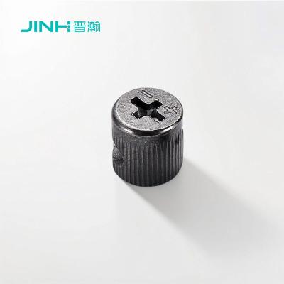 China Hoogprecisie meubels cam connector wand eenheid integratie zwart nikkel geplatte platte verpakking meubels fitting voor kd meubels Te koop