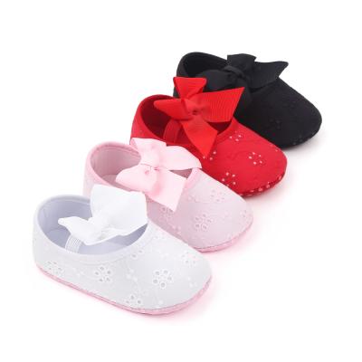 China Princess Flat Wholesale Bow Beauty Girls Shoes Soft Unique Infant Toddler Shoes for sale