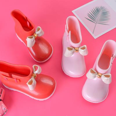 China Breathable Children's PVC Rain Boots Bow Non-slip Fashion Princess Kids Raining Shoes for sale