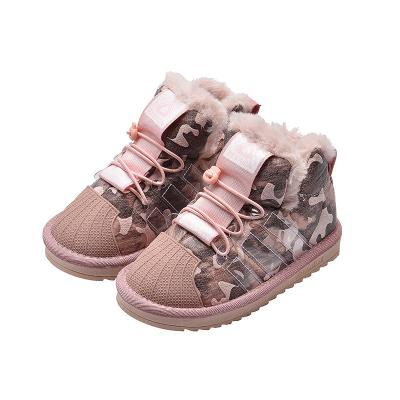 China New style children's girl lace-up boot Anti-slippery in winter thicken loose cotton children's shoes for sale