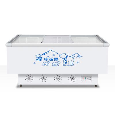 China Single-Temperature Supermarket Commercial Jumbo Chest Island Movable Deep Open Top Freezer for sale