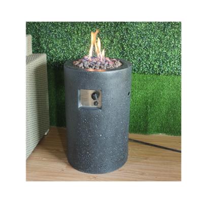 China Stocked Concrete Outdoor Round Gas Fire Column Propane Fire Pit On Patio Deck Garden Backyard for sale