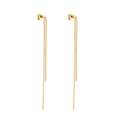 China New fashion 14k stainless steel long chain stud earring CLASSIC stud earring for little girl with good quality for sale