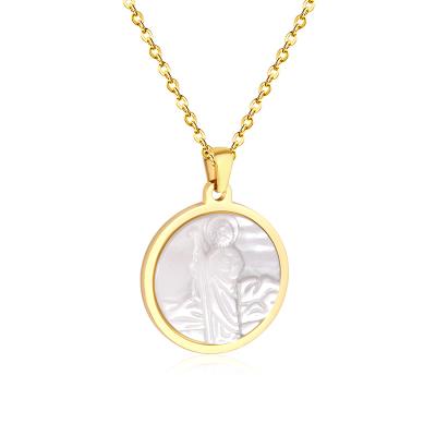 China Silver Color TRENDY Shell Jesus Pendant Fashion Necklace Natural Gold for sale