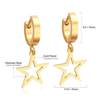 China Nickel free; Fashion Star Shape Lead Free Gold / Silver Stainless Steel Costume Drop Earrings For Women for sale