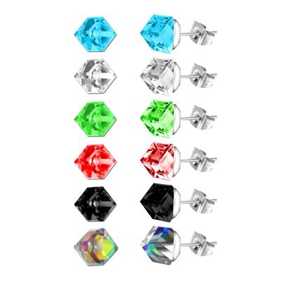 China CLASSIC Popular Cube Shape Stainless Steel Stud Earring In Fashion Lesonsteel Suit For Women for sale