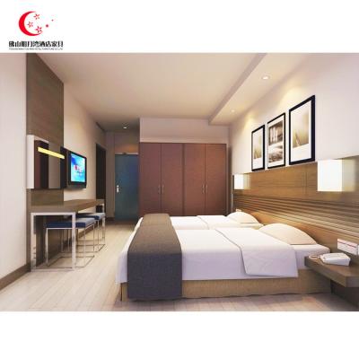 China Custom Made Luxury High Quality Hotel Bedrooms Solid Wood Foshan Marriott Room Set Standard MDF Furniture for sale