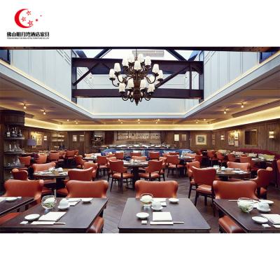 China Custom Solid Wood Grain OEM Restaurant Furniture Foshan Wood Table And Chairs Set For Restaurant for sale