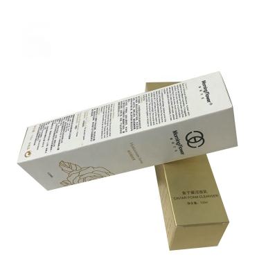 China Recyclable Foldable CMYK Printing Custom Logo White Skin Care Paper Card Paper Box Packaging For Cosmetic for sale