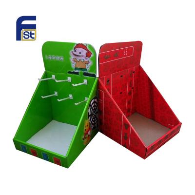 China Small Recyclable Material 4C Color Printing Hook Counter Display Stand For Toy Promotion for sale