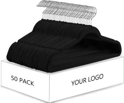 China Durable Velvet Flocked Hangers with Logo Baby Velvet Hangers Velvet 50 Packs for sale