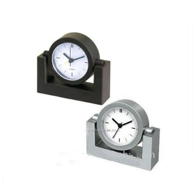 China Calendars Customized Dial Swivel Desk Clock With Alarm for sale