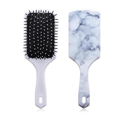 China Magic SPA Detangling Comb Waterproof Professional Large Paddle Cushion Lice Massage To Comb Plastic Marbling Hair Brush For Women for sale