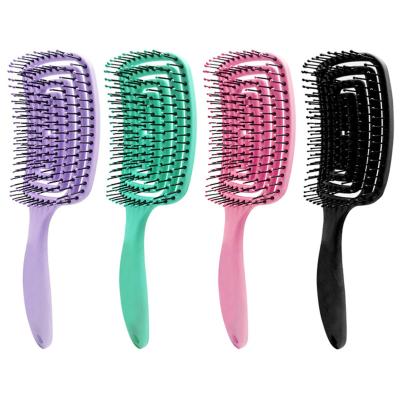 China Waterproof Hollow Arc Scalp Massage Comb Salon Hair Styling Detangling Tool Curved Vented Hair Brush For Decorative Hair Care Accessories for sale