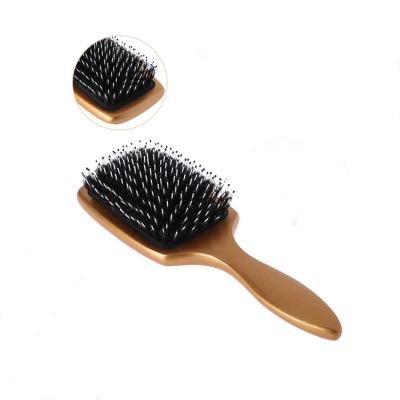 China Custom Plastic Logo Hair Brush Massage Plating Anti Brush Paddle Detangle Travel Tik Tok Boar Bristle Hair Brush for Wet and Dry Hair for sale