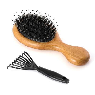 China Boar Bristle Hair Brush Mini Handle Massage Comb Waterproof Natural Anti-Static Hair Scalp Paddle Brush Styling Tool for sale