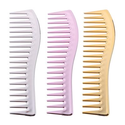 China Wide Salon Electroplating Barber Combs Waterproof Resin Hairdressing Comb Scalp Massage Hair Brush Tooth Comb Hair Cutting Tool Salon Wide for sale