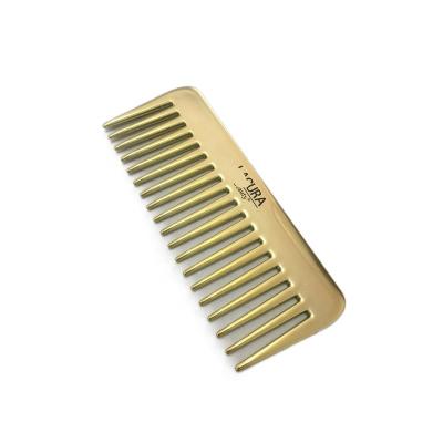 China 2020 New Salon Comb Plastic Gold Wide Tooth Hair Brush Tangle Gold Rose Gold Hair Comb for sale