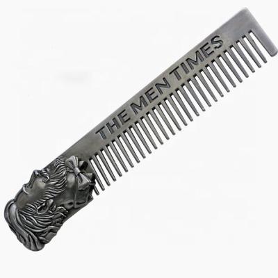 China Home High Quality Stainless Steel Comb Styling Small Order Custom Logo Classic Pocket Men's Comb Barber Styling Comb for sale