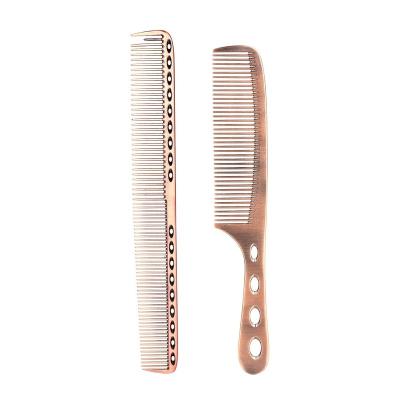 China Home Logo Hot Straightening Comb Hair Wide Tooth Comb With Handle Aluminum Hair Brush for sale