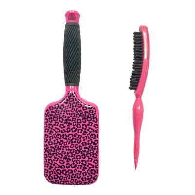 China Style Waterproof Perfect Softness and Shine Styling Brush Tease Pink Hair Brush Custom Logo Salon Use Wedding Boar Bristle Brush Set for sale