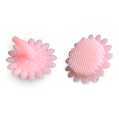 China Waterproof Cute Pink Silica Flower Shampoo Scalp Massage Shower Brush For Kids Baby For Wet Hair Massage Bathing Cleaning for sale