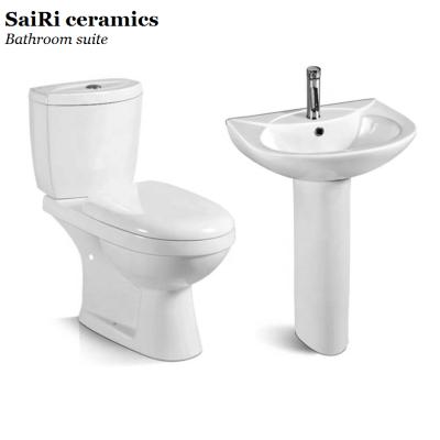 China Modern Ceramic Wholesale Modern Ceramic Double Flush Commode Bathroom Sanitary Wc Toilet And Basin Suite Chinese Set For Sanitarios for sale