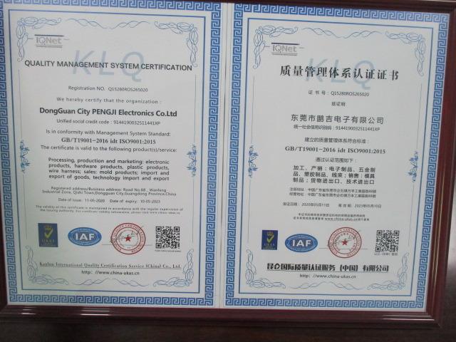 ISO9001 - Dongguan Pengji Electronics Co., Ltd.