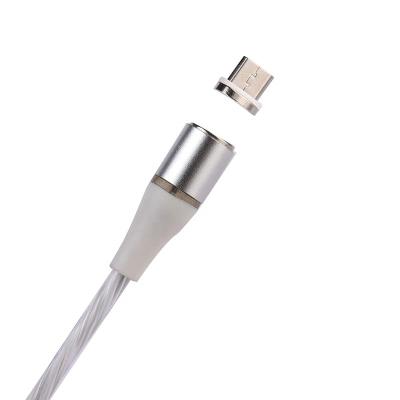 China Mobile Phone Types 3 in 1 Metal Light Cable USB Data Charging Cable Magnetic Flowing Luminous Line for Phone or Android or Type-c for sale