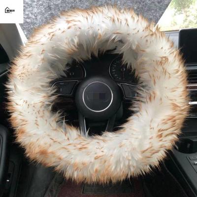 China Imitation Fur Car Fan Club Fox Hubcap Car Handle Cover Winter Steering Wheel Steering Sleeve for sale