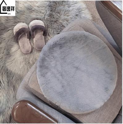 China Non-slip Washable Fur Floor Mat Round Plush Room Carpet Pure Color Coverage 100% Protection Rabbit Floor Mat Plush for sale