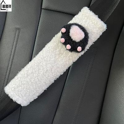 China Fluffy Car Plush Car Seat Belt Cover Strap Seat Belt Accessory Protection for sale