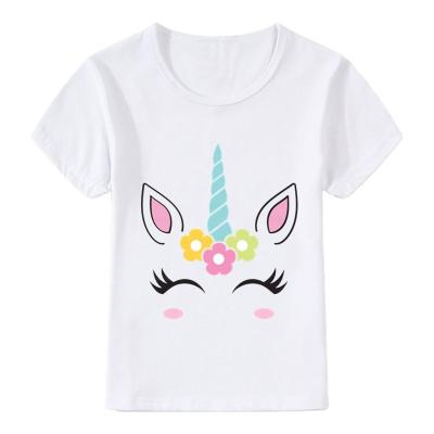 China Baby Boy Girls Summer Funny Cute Harajuku Pill Design Face T-shirt Unicorn Children White T-shirt Kids Cartoon Clothes for sale