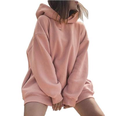 China 2020 Custom Made Oversized Sweater Woman Pink Pullover Drop Cotton Fashion Anti-Shrink Oversized Hoodies For Women for sale