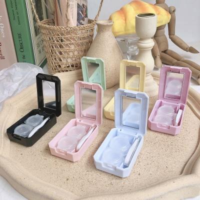 China Contact Lenses Storage Hot Selling Travel Case Portable Solid Color Eye Contact Lenses Cleaning Lens Case for sale