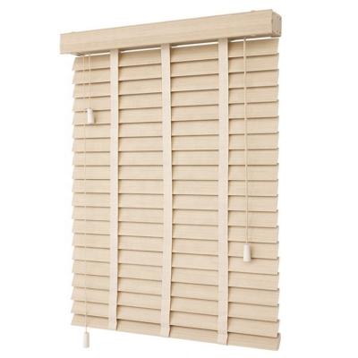 China 25mm 35mm 50mm Modern Faux Paulownia Basswood PVC Venetian Shade Wood Slats For Blackout Sunshade Window Shades for sale