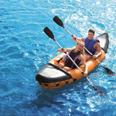 China Plastic Material Canoe Thicken Sale For Two Person Rubber Dinghy Fishing Boat Inflatable Double Kayak Boat for sale