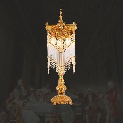 China XingZhong European Style Crystal Restaurant Luxury Gold Night Light Hotel Copper Bedside Lights Table Lamps for sale