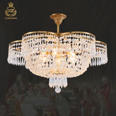 China XingZhong Outdoor Mounted Luxury Brass Chandelier Pendant Lights Modern Hotel Centerpieces Corridor Around K9 Crystal Ceiling Lamp Light for sale