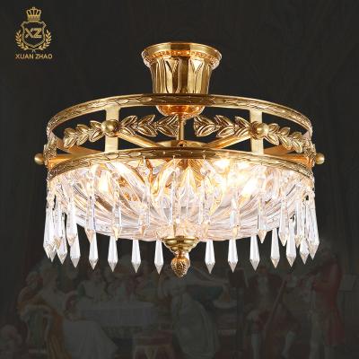 China XingZhong Style Crystal Stripe Pendants Decorated Dome Small European Classical Brass Ceiling Lamp Outdoor Mounted Ceiling Lamp for sale