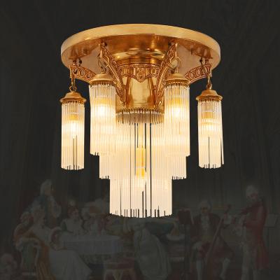 China Surface Mounted 6+1 Lights Lighting European Luxury Gold Led Crystal Drop Modern Vintage Ceiling Light Lamps For Home for sale